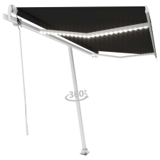 vidaXL antracitszürke szélérzékelős és LED-es napellenző 400 x 350 cm kerti bútor