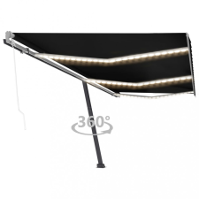vidaXL Antracitszürke szélérzékelős és LED-es napellenző 600x300 cm (3069814) kerti bútor