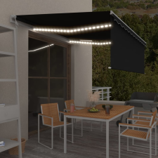 vidaXL antracitszürke szélérzékelős, LED-es napellenző redőnnyel 4x3m kerti bútor