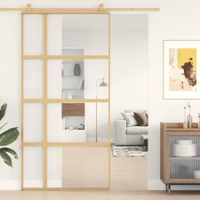 vidaXL aranyszínű átlátszó ESG üveg és alumínium tolóajtó 102,5x205 cm építőanyag