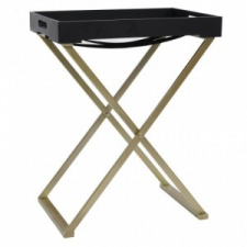 vidaXL Aranyszínű-fekete MDF összecsukható asztal 48 x 34 x 61 cm bútor