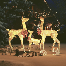 vidaXL aranyszínű karácsonyi rénszarvascsalád 201 LED-del karácsonyi dekoráció