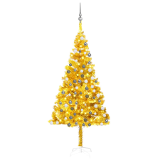 vidaXL aranyszínű PET műkarácsonyfa LED-ekkel és gömbszettel 180 cm  (3077691) műfenyő