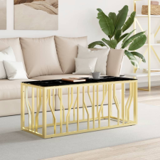 vidaXL aranyszínű üveg és rozsdamentes acél dohányzóasztal 110x45x45cm bútor
