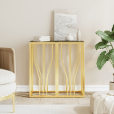 vidaXL aranyszínű üveg és rozsdamentes acél tálalóasztal 70x30x70 cm bútor