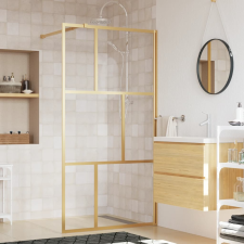 vidaXL aranyszínű zuhanyfal átlátszó ESG üveggel 115 x 195 cm kád, zuhanykabin