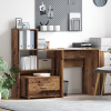 vidaXL Asztal fiókkal polcokkal tárolóval Régi fa 131.5 x 50 x 106.5 cm Faanyag