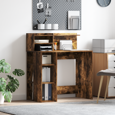 vidaXL Asztal tárolóval Füstölt tölgy 90x48x101.5 cm Szerelt fa íróasztal