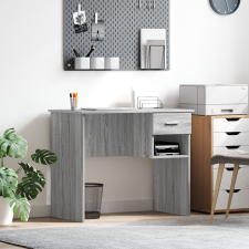 vidaXL Asztal tárolóval Szürke Sonoma 90x49.5x75 cm Forgácslap íróasztal