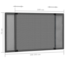vidaXL atracit kihúzható ablakszúnyogháló (100-193) x 75 cm szúnyogháló