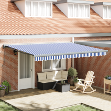vidaXL automatikus behúzható napellenző kék és fehér 450x300 cm kerti bútor