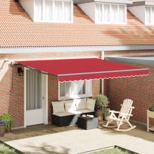 vidaXL Automatikus Behúzható napellenző LED-del Piros 400x350 cm kerti bútor