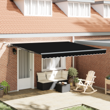 vidaXL automatikus behúzható napellenző LED világítással fekete 400x300 cm kerti bútor