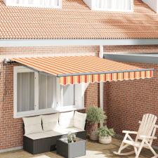vidaXL Automatikus Behúzható Napernyő Sárga és Narancssárga 300x250 cm kerti bútor