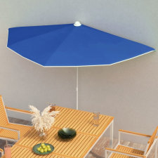 vidaXL azúrkék félköríves napernyő rúddal 180 x 90 cm kerti bútor