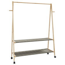 vidaXL bambusz ruhaállvány polcokkal és kerekekkel 132x45,5x155,5 cm bútor