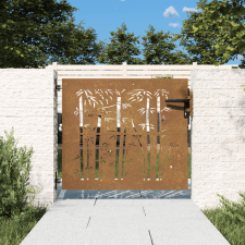 vidaXL bambuszmintás corten acél kerti kapu 85 x 75 cm kerti bútor