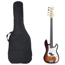 vidaXL barna és fehér elektromos basszusgitár kezdőknek tokkal 4/4 46" gitár és basszusgitár