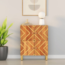 vidaXL barna és fekete tömör mangófa kisszekrény 60x33,5x75 cm bútor