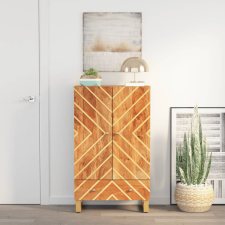 vidaXL barna és fekete tömör mangófa tálalószekrény 60x33,5x100 cm bútor