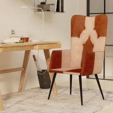 vidaXL barna és krémszínű valódi bőr magas háttámlájú fotel bútor