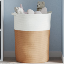 vidaXL barna-fehér pamut tárolókosár Ø49 x 65 cm bútor
