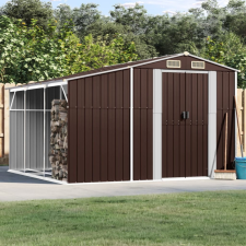 vidaXL barna horganyzott acél kerti fészer 277x279x179 cm kerti tárolás