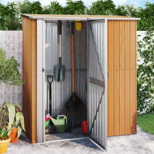 vidaXL barna horganyzott acél kerti kerékpártároló 180,5x97x209,5 cm kerti tárolás