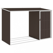 vidaXL barna horganyzott acél kerti tűzifatároló 245 x 98 x 159 cm kerti tárolás