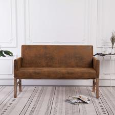 vidaXL Barna művelúr pad karfával 140 cm bútor