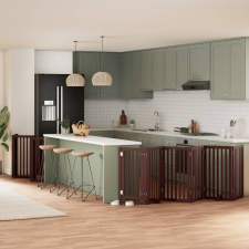 vidaXL barna nyárfa 12 paneles összecsukható kutyakapu ajtóval 600 cm szállítóbox, fekhely kutyáknak