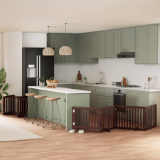 vidaXL barna nyárfa 12 paneles összecsukható kutyakapu ajtóval 960 cm szállítóbox, fekhely kutyáknak