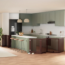 vidaXL barna nyárfa 12 paneles összecsukható kutyakapu ajtóval 960 cm szállítóbox, fekhely kutyáknak