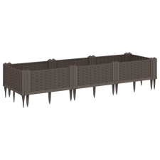 vidaXL barna polipropilén kerti virágláda cövekekkel 125x40x28,5 cm kerti tárolás