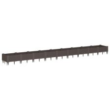 vidaXL barna polipropilén kerti virágláda cövekekkel 362,5x42,5x28,5cm (368021) kerti tárolás
