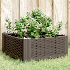 vidaXL barna polipropilén kerti virágláda cövekekkel 42,5x42,5x28,5 cm kerti tárolás