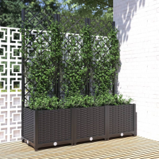 vidaXL Barna polipropilén rácsos kerti ültetőláda 120 x 40 x 136 cm kerti dekoráció