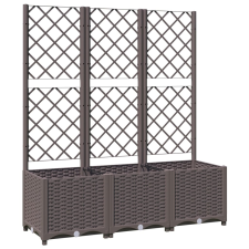 vidaXL barna polipropilén rácsos kerti ültetőláda 120 x 40 x 136 cm (318263) kerti tárolás