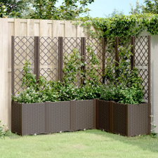 vidaXL barna polipropilén rácsos kerti ültetőláda 160 x 120 x 140 cm kerti tárolás