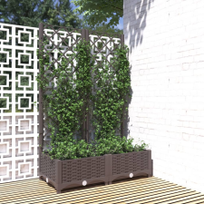 vidaXL barna polipropilén rácsos kerti ültetőláda 80 x 40 x 121,5 cm kerti dekoráció
