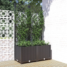 vidaXL barna polipropilén rácsos kerti ültetőláda 80 x 40 x 136 cm kerti tárolás