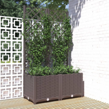vidaXL barna polipropilén rácsos kerti ültetőláda 80 x 40 x 136 cm kerti tárolás