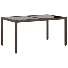 vidaXL barna polyrattan és edzett üveg kerti asztal 150 x 90 x 75 cm kerti bútor