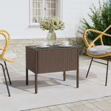 vidaXL barna polyrattan és edzett üveg kisasztal 53 x 37 x 48 cm bútor