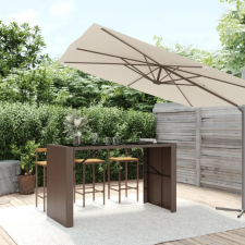vidaXL barna polyrattan kerti asztal üveglappal 185 x 80 x 110 cm kerti bútor