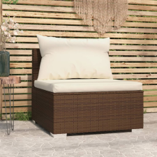vidaXL Barna polyrattan kerti középső kanapé párnákkal kerti bútor