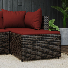 vidaXL barna polyrattan kerti lábtartó párnával kerti bútor