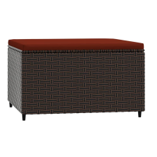 vidaXL barna polyrattan kerti lábtartó párnával (319820) bútor