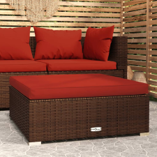 vidaXL barna polyrattan kerti lábtartó párnával 70 x 70 x 30 cm kerti bútor