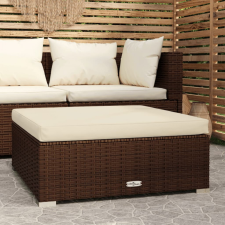 vidaXL Barna polyrattan kerti lábtartó párnával 70 x 70 x 30 cm kerti bútor